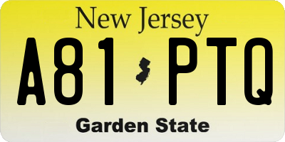 NJ license plate A81PTQ