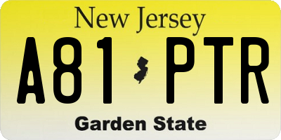NJ license plate A81PTR