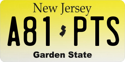 NJ license plate A81PTS