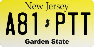 NJ license plate A81PTT