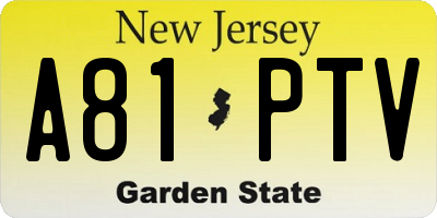 NJ license plate A81PTV