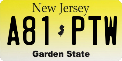 NJ license plate A81PTW