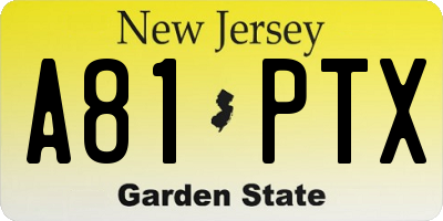 NJ license plate A81PTX