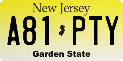 NJ license plate A81PTY