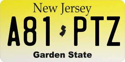NJ license plate A81PTZ