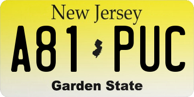 NJ license plate A81PUC