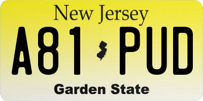 NJ license plate A81PUD