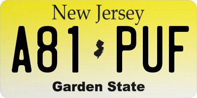 NJ license plate A81PUF