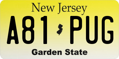 NJ license plate A81PUG