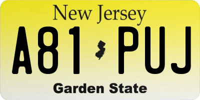NJ license plate A81PUJ