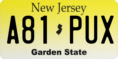 NJ license plate A81PUX