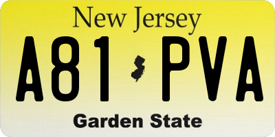 NJ license plate A81PVA