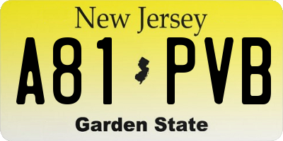 NJ license plate A81PVB