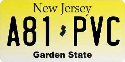 NJ license plate A81PVC