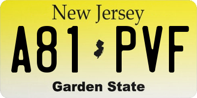 NJ license plate A81PVF