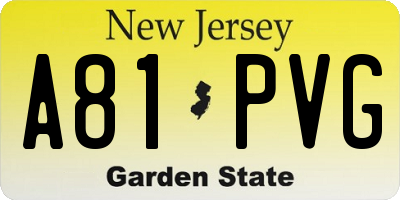 NJ license plate A81PVG