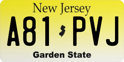 NJ license plate A81PVJ