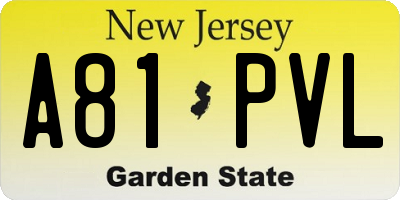 NJ license plate A81PVL
