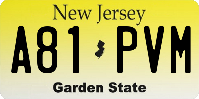 NJ license plate A81PVM