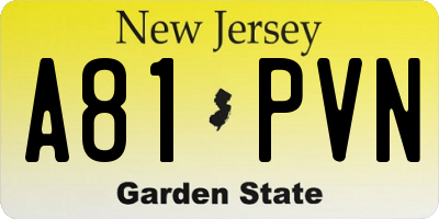 NJ license plate A81PVN