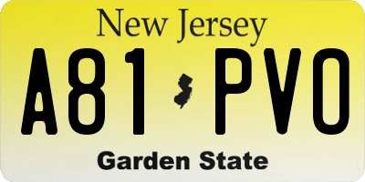 NJ license plate A81PVO