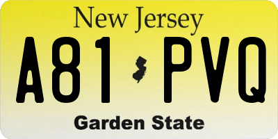 NJ license plate A81PVQ