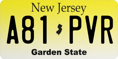 NJ license plate A81PVR