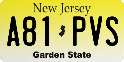 NJ license plate A81PVS