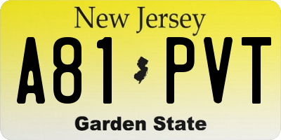 NJ license plate A81PVT