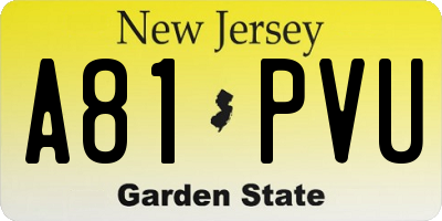NJ license plate A81PVU