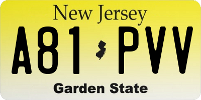 NJ license plate A81PVV