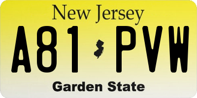 NJ license plate A81PVW