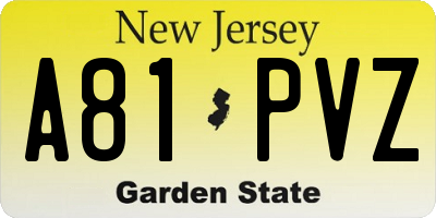 NJ license plate A81PVZ