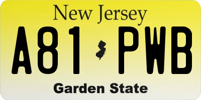 NJ license plate A81PWB