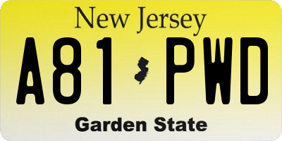 NJ license plate A81PWD