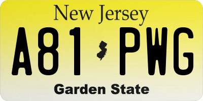 NJ license plate A81PWG