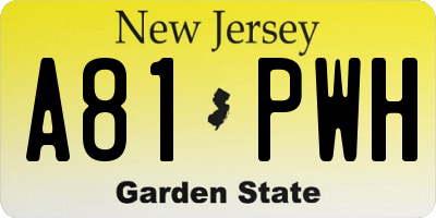 NJ license plate A81PWH