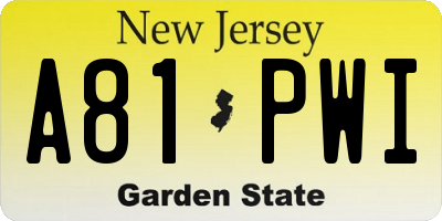 NJ license plate A81PWI