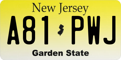 NJ license plate A81PWJ