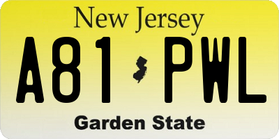 NJ license plate A81PWL