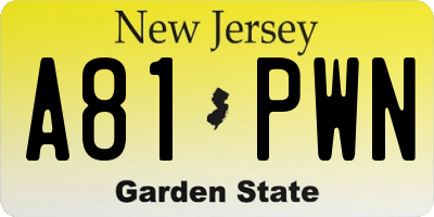 NJ license plate A81PWN
