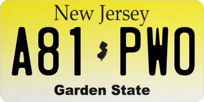 NJ license plate A81PWO