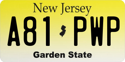 NJ license plate A81PWP