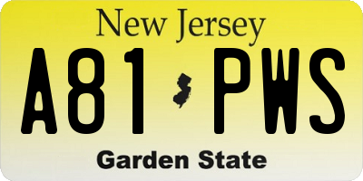 NJ license plate A81PWS