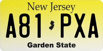 NJ license plate A81PXA