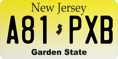 NJ license plate A81PXB