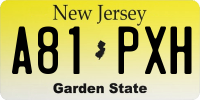 NJ license plate A81PXH