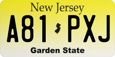 NJ license plate A81PXJ