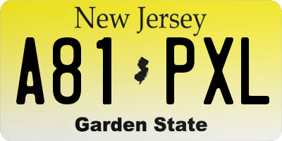 NJ license plate A81PXL