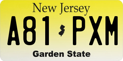 NJ license plate A81PXM